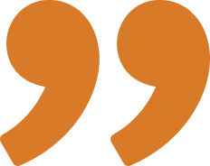 Orange quotation marks on black background.